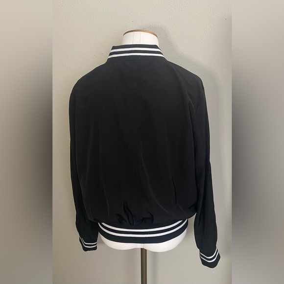 Betsy Johnson black and white varsity stripe bomber jacket - Picture 3 of 9